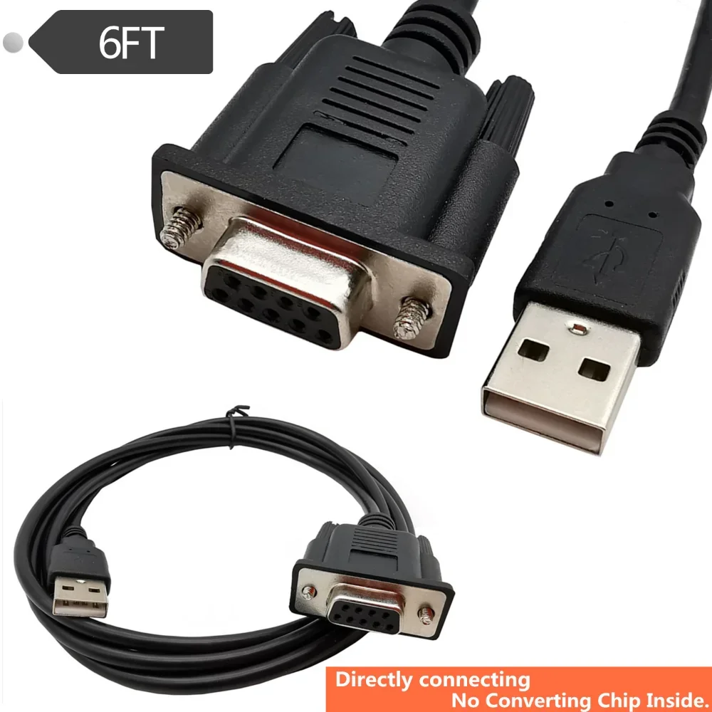 Cable serie PLC RS232 DB9 hembra a USB 2.0 de 6 pies, solo uso para controlador lógico programable 1,8 M