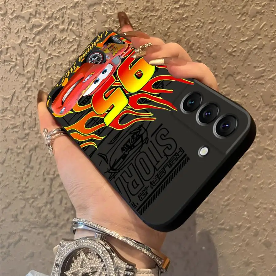 Funda de coche Lightning Mc-Queen para Samsung Galaxy S24 Plus S23 Ultra S20 S25 Edge S21 FE, funda de teléfono suave negra - imagen 4