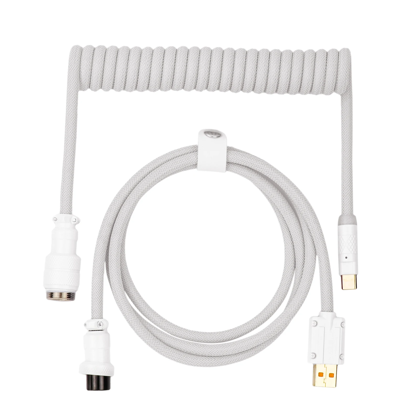 EPOMAKER Mix Pro Cable USB C en espiral Cable de doble manga de 1,5 m para teclado mecánico con conector aviador desmontable de 4 pines - imagen 2