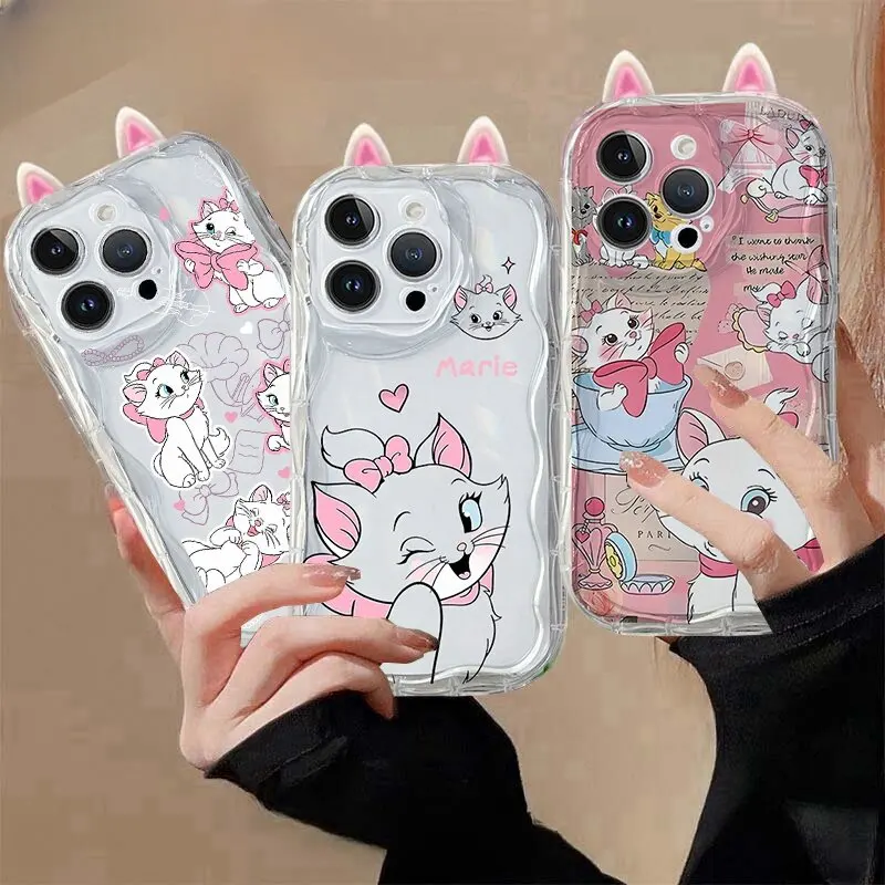 Funda para Realme C53 C55 C67 C63 C65 C35 C33 C21Y C25Y C51 8 5G 10 13 11 12 Pro Plus GT 6 Note 60 cubierta Mary Cat 3D oreja de gato