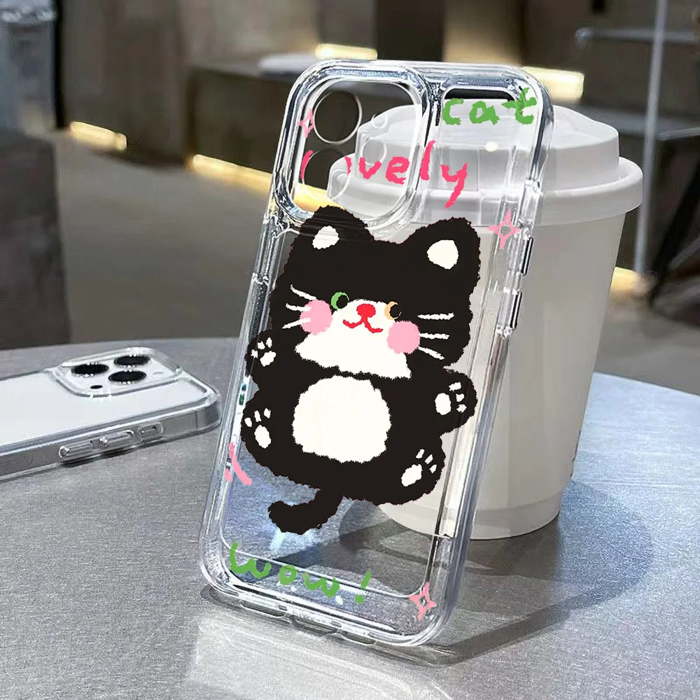 S24 Ultra funda para Samsung S23 S22 S21 FE S20 S10 Plus A55 A54 5G A53 A52 A33 A32 4G A34 A35 gato negro transparente suave TPU contraportada - imagen 2
