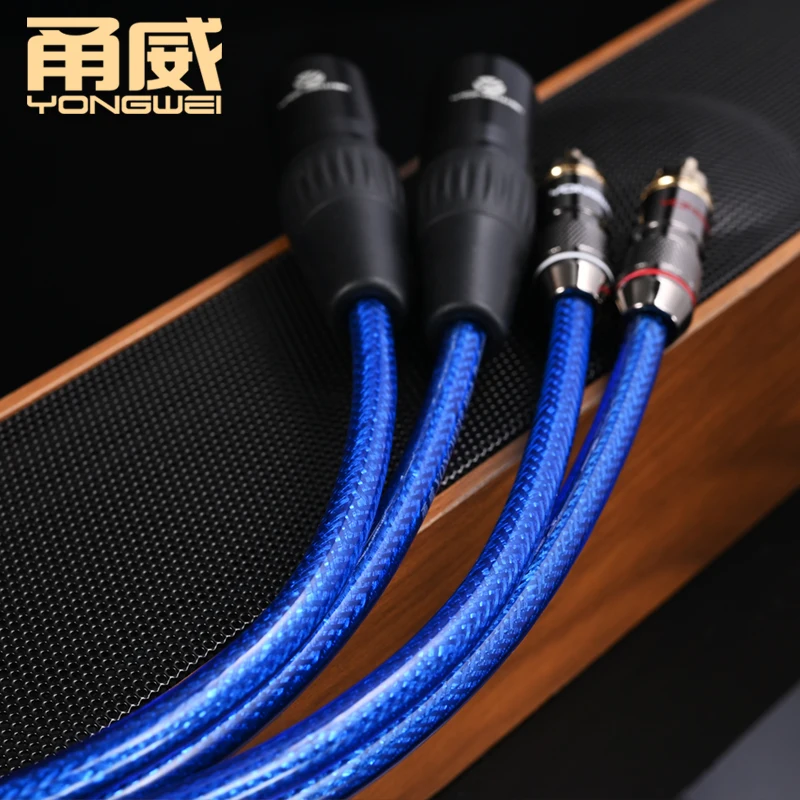 YONGWEI-línea de señal de Audio 6N Occ 2RCA a 2XLR para amplificador, mezclador de altavoces, Cable RCA macho y hembra, Conector de mezcla de amplificador de cañón - imagen 3