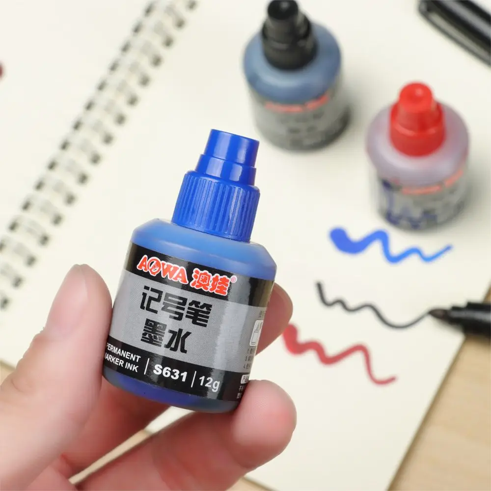 Bolígrafo de pintura de Graffiti de secado instantáneo, recarga de tinta de aceite para rotuladores, negro, rojo y azul opcional, 12ml