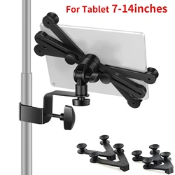 Soporte de tablet para pie de micrófono, ajustable y giratorio 360°