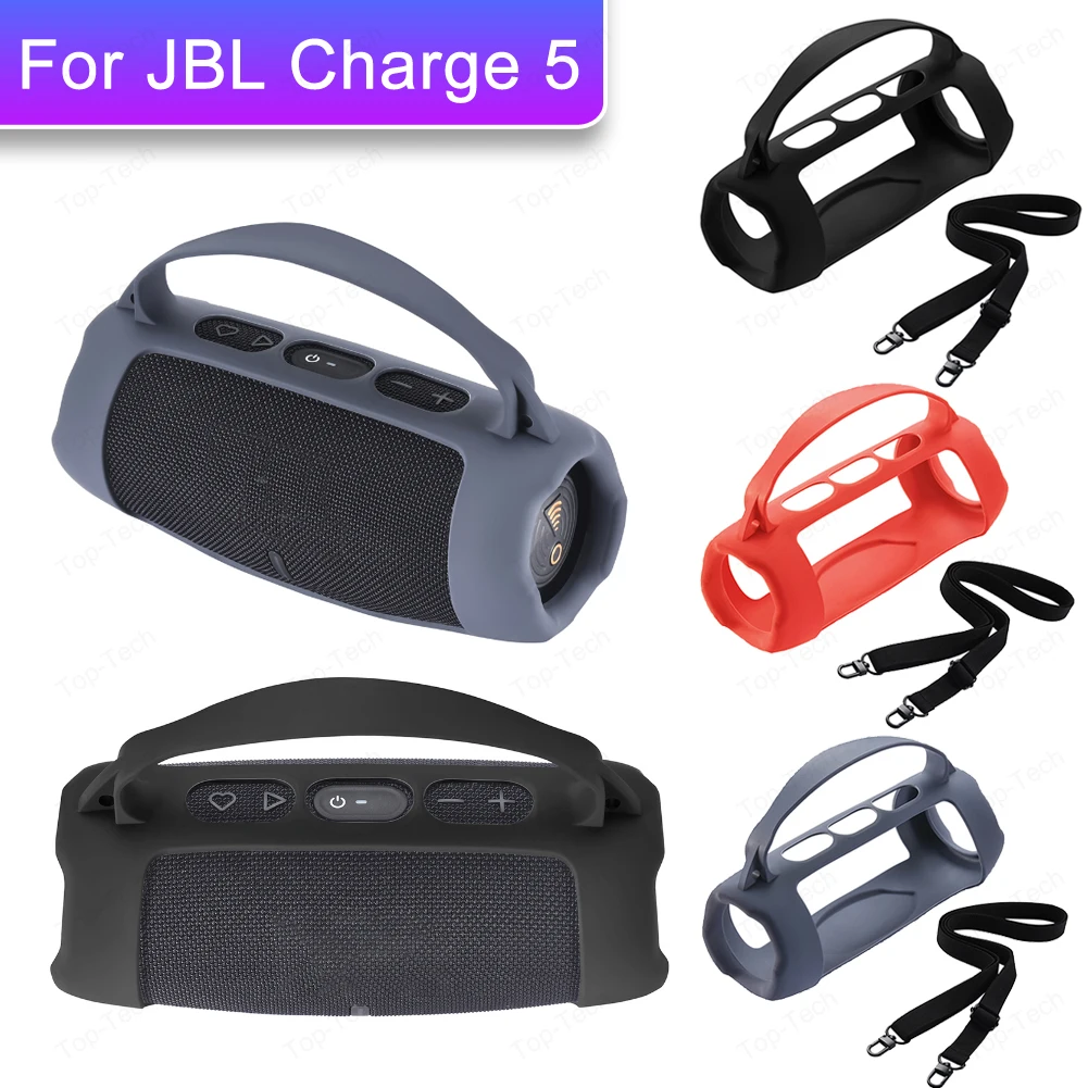 Funda protectora de silicona para altavoz inalámbrico JBL Charge 5, funda impermeable a prueba de golpes, anticaída con correa para el hombro, Wi-Fi - imagen 2