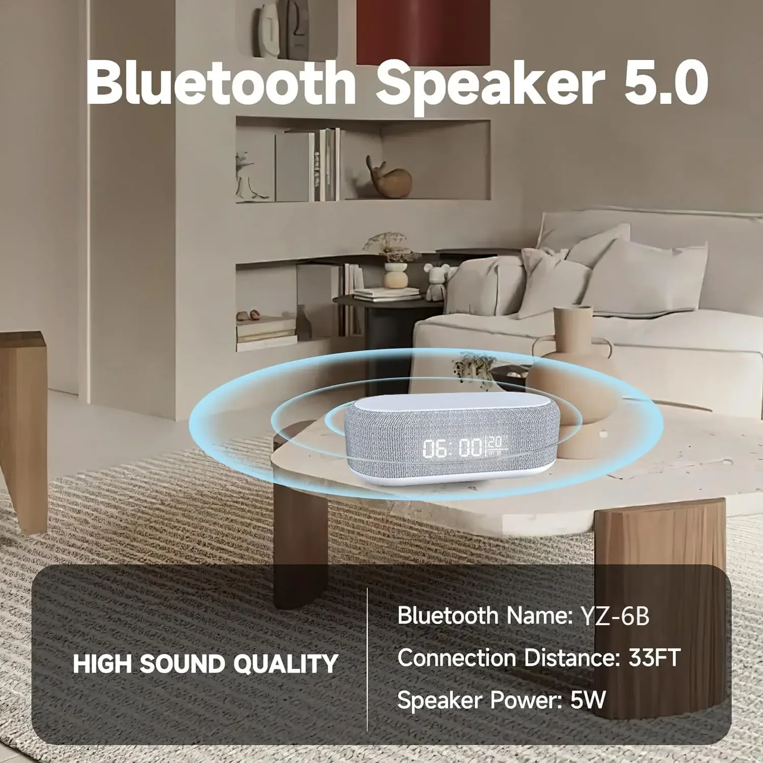Altavoces Bluetooth multifunción 15W reloj despertador Digital inteligente teléfono móvil 6 en 1 estación de carga rápida cargador inalámbrico - imagen 5