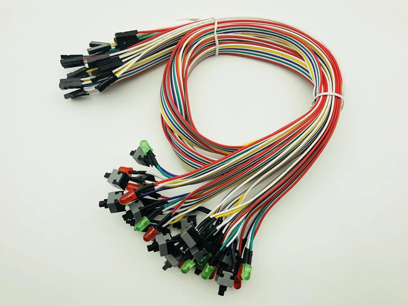 1 Juego de Cable de alimentación de placa base de ordenador de PC delgado de 66CM reinicio de encendido y apagado Original con luz LED interruptor de reinicio de energía de PC interruptor de botón - imagen 4