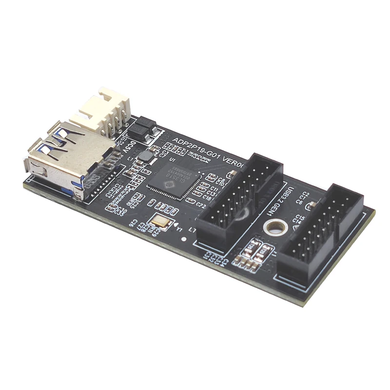 Adaptador USB Conector USB de 19 pines a doble 19 pines divisor de placa base conector de 19 pines cabezal USB 3,0 Hub Cable de extensión elevador de 6Gbps - imagen 3