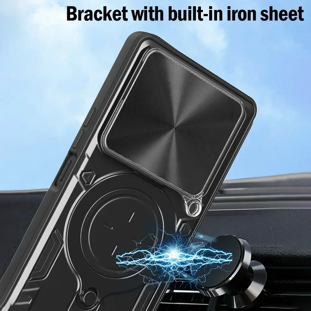 Funda de cámara deslizante para Xiaomi 14T Pro, Funda de armadura con lente deslizante, soporte de anillo magnético, Funda de teléfono para Xiaomi Mi 14T Capa - imagen 4