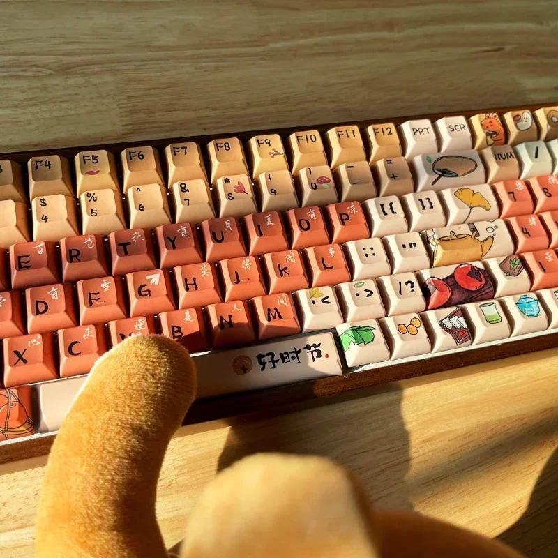 Coccer té alrededor de estufa teclas personalizadas PBT Cherry MOA KCA perfil Keycap lindo diseño Original punto tapa para teclado de juegos - imagen 4