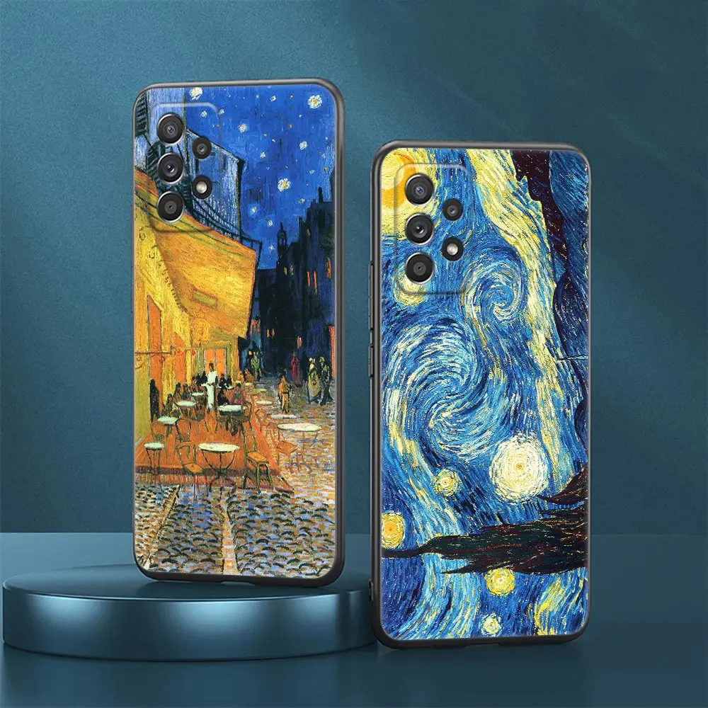 Funda con pintura de Van Gogh para Samsung A23 5G, fundas A13 A24 A23 A12 A14 A21s A22 A03 A04 S, funda para cafetería, terraza, noche estrellada, girasol