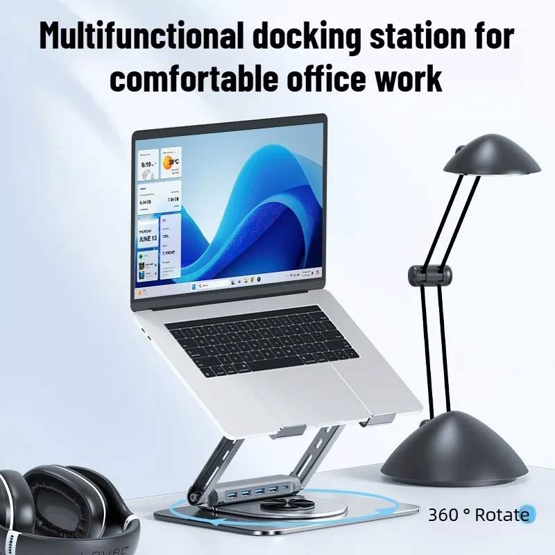 Soporte de estación de acoplamiento para portátil para MacBook /Dell/HP/Lenovo, estación de acoplamiento con USB 3,0, soporte para computadora portátil para escritorio con Base giratoria