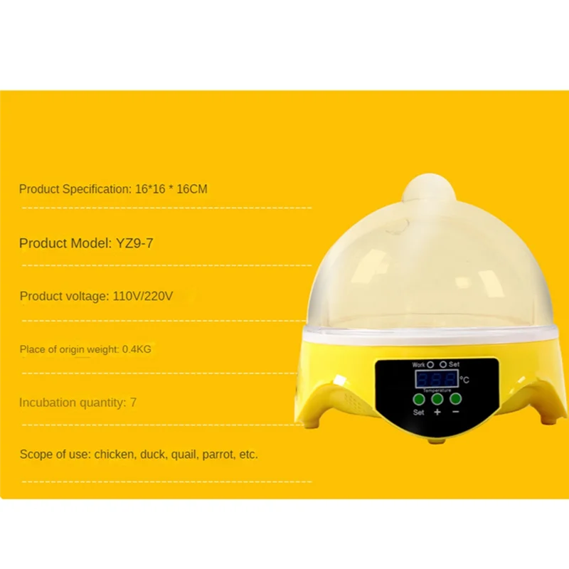 SUPER CALIENTE 7 Huevos Mini Equipo de cría Incubadora Temperatura digital Enchufe de la UE - imagen 2