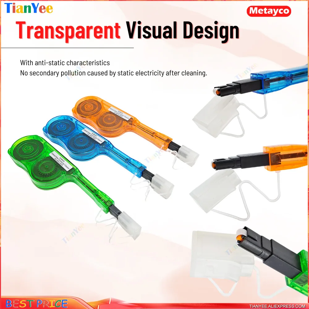 Caja limpiadora de fibra óptica MPO MTP A-M600, bolígrafo limpiador óptico IBC, adaptador de un clic, limpia 600 + limpiadores 1/5/10/lote de 20 piezas - imagen 5