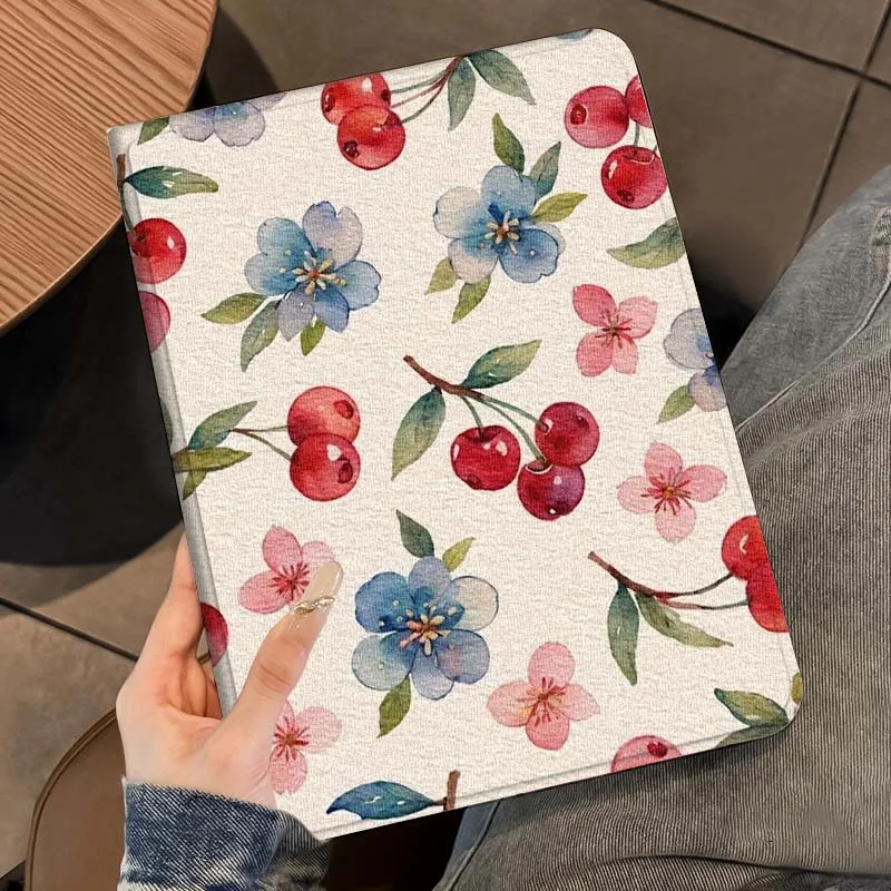 Arte flores puras rosa cereza para iPad Pro Air Mini 1 2 3 4 5 6 7 7 7 8 9 40 40 11 30 10,2 9,7 10,5 10,9 11 12,9 funda para tableta - imagen 5