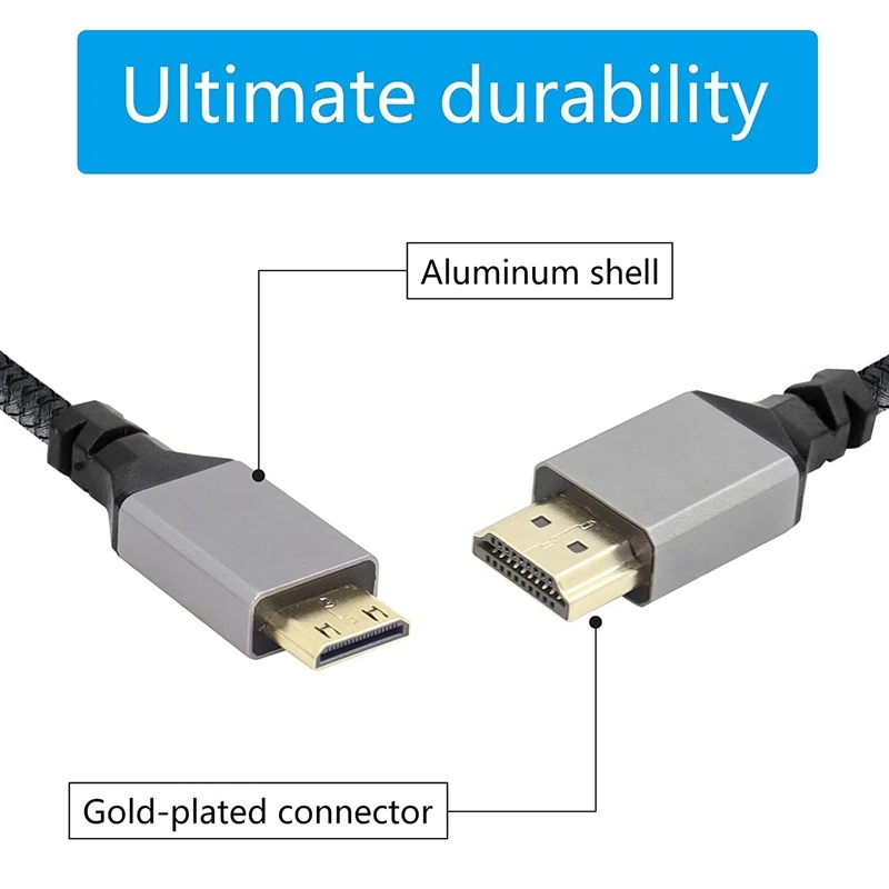 Nueva trenza de nailon 4K 60HZ TPU Micro Mini a HDMI Cable de extensión macho Compatible para cámara PS3/4/5 proyector TV Box portátil - imagen 3