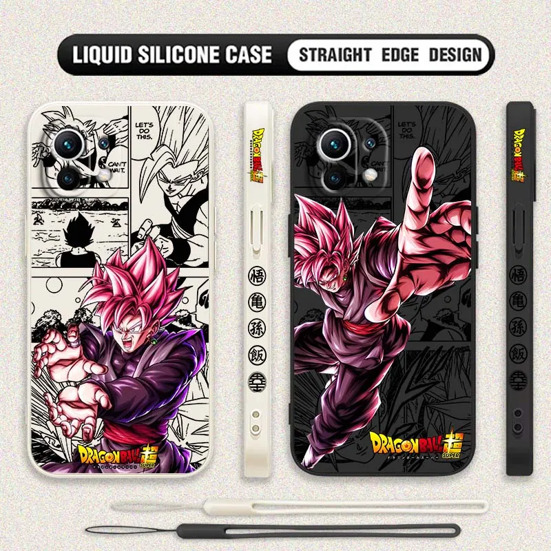D-Dragon Ball Son Goku Manga funda para Xiaomi Mi 17 15 14 13 12 11 9 13T 12T Lite Pro Max 5G funda de teléfono con cuerda izquierda líquida