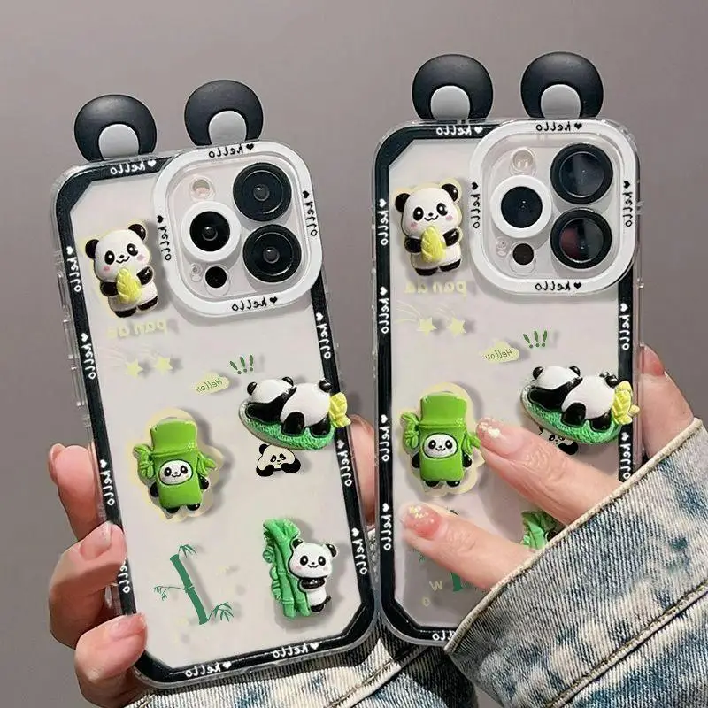 Funda con orejas de Panda 3D para Samusng Galaxy A15 A25 A14 A13 A12 A11 A02 A03 A04 A05 A05S A03S A04E A20S A21S A22 A32 A50 A51 M23 M54 - imagen 3