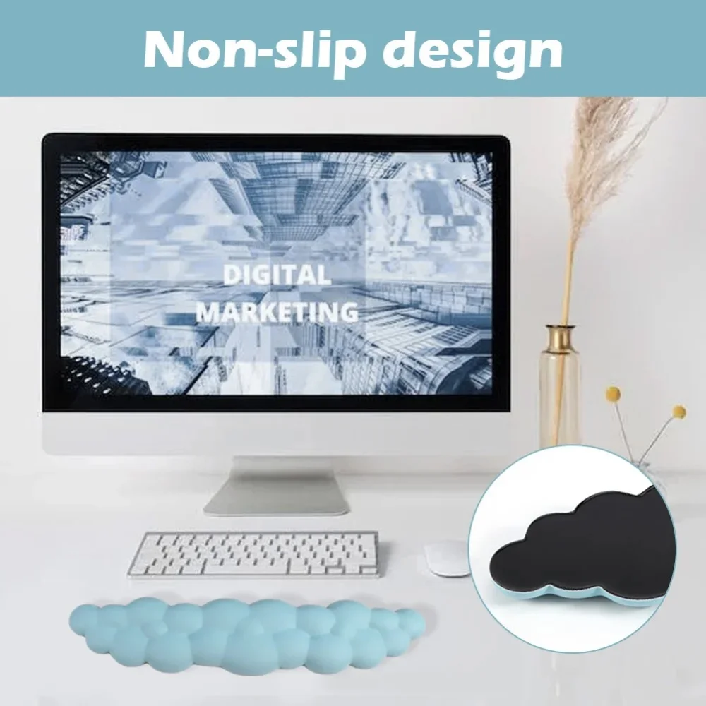 Almohadilla de reposamuñecas de nube, soporte ergonómico para muñeca de ratón para aliviar el dolor, cojín de reposamanos de silicona súper suave antideslizante para apagar - imagen 4