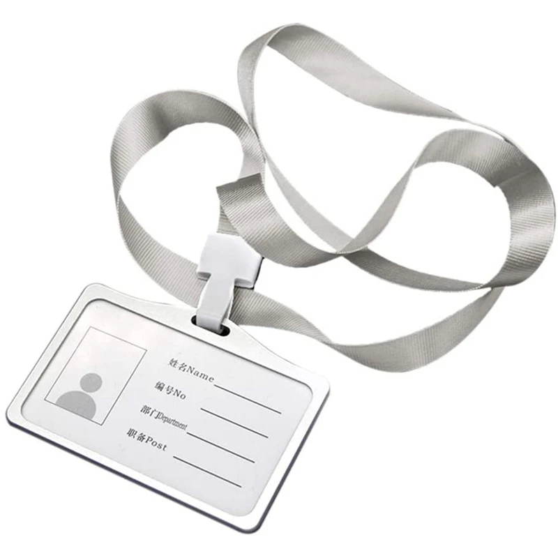 Tarjetero de identificación de aleación de aluminio de estilo Horizontal Superior con cuello de cordón para mujeres y hombres tarjeteros de trabajo de negocios - imagen 3