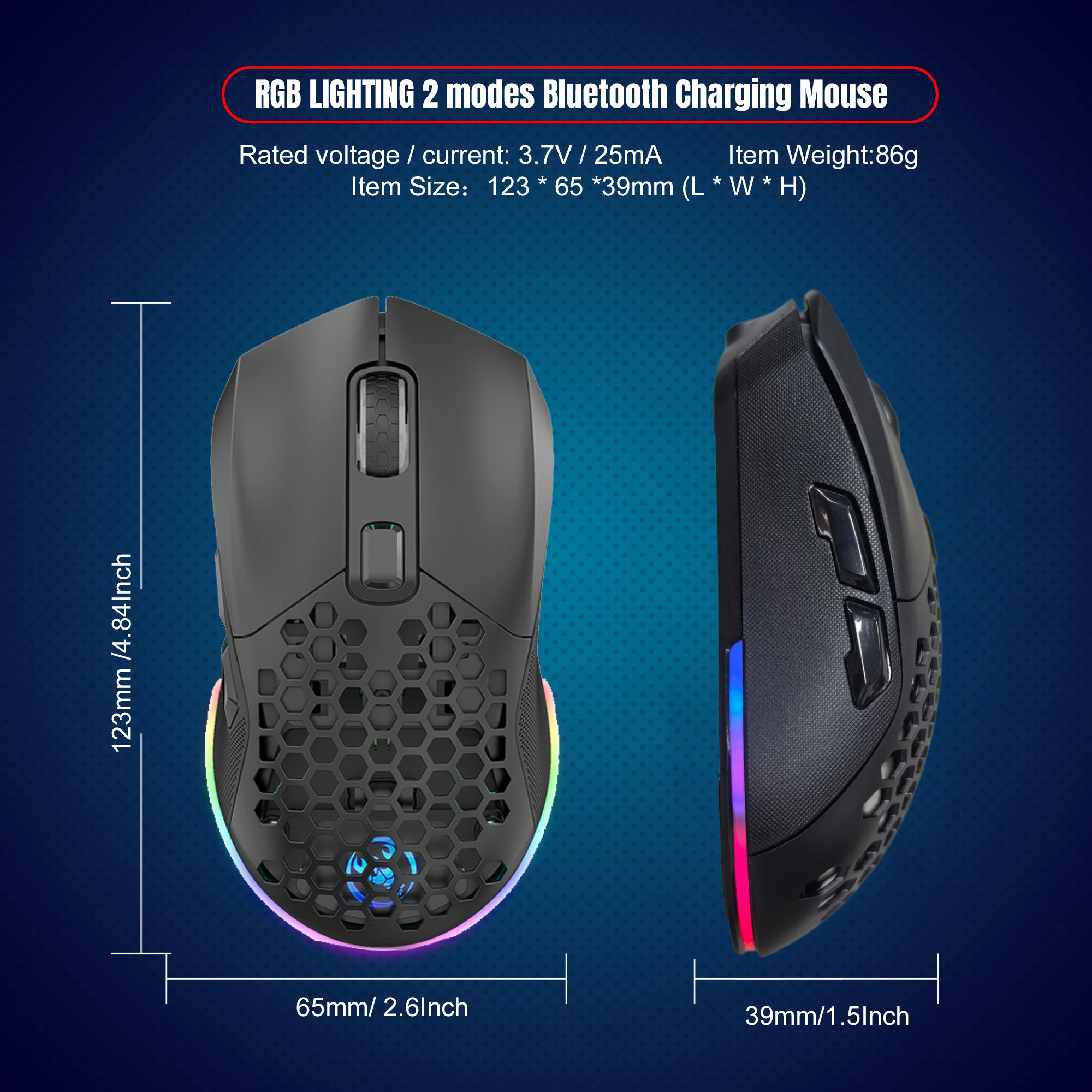 Ratón inalámbrico de modo Dual 2,4G + BT5.1, cubierta reemplazable ergonómica, ratón retroiluminado RGB de 4800DPI para ordenador, portátil y tableta - imagen 5