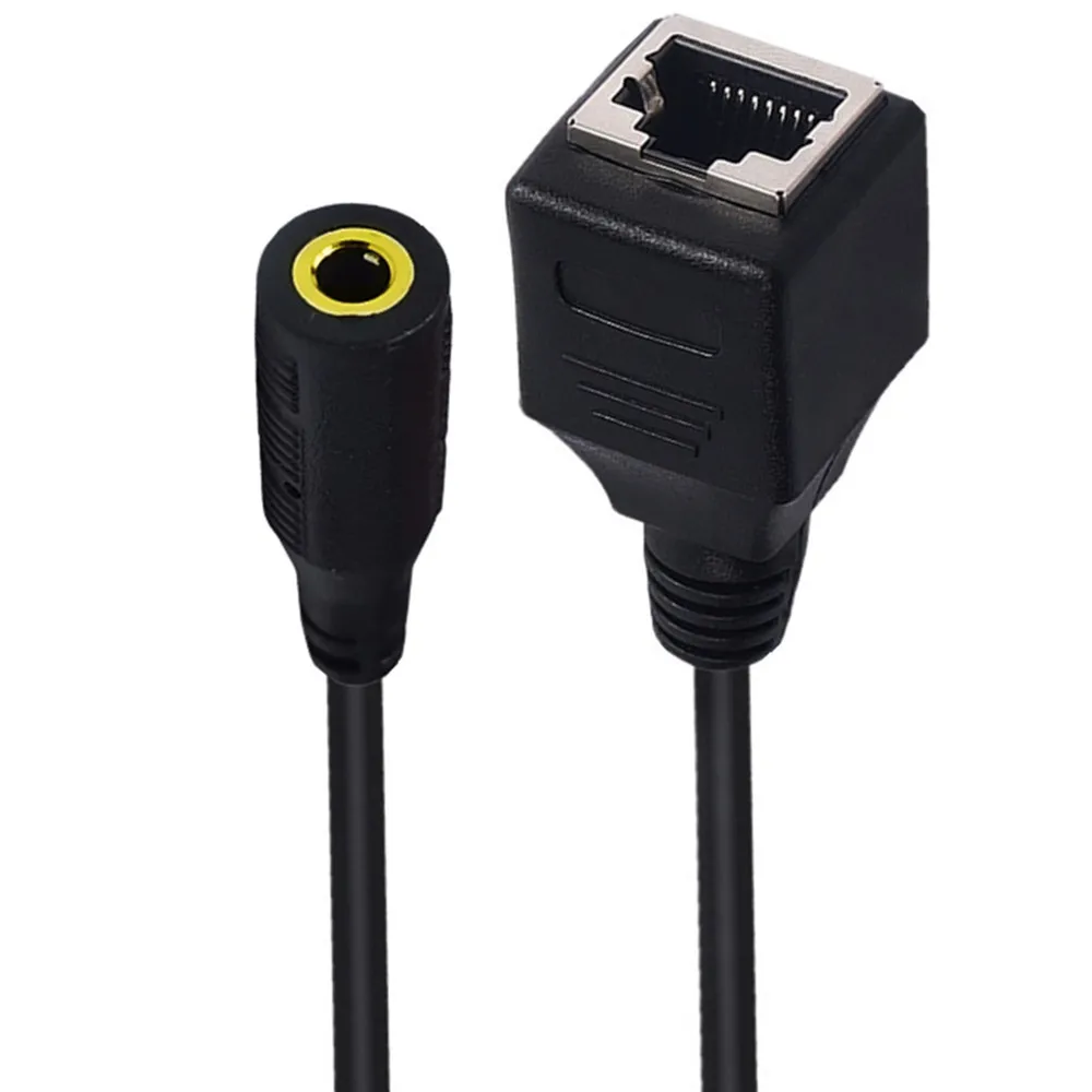 0,2 m 4-Pole DC 3,5mm Jack macho y hembra TRS Audio a RJ45 hembra Socket Ethernet Cable adaptador se utiliza alrededor de la computadora - imagen 3