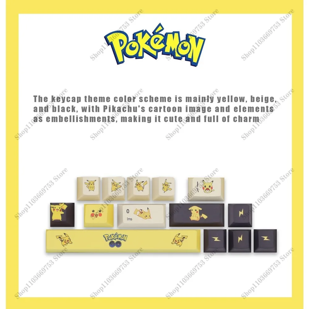 Juego de teclas con tema de Pokémon Anime Pikachu para DIY, teclas de teclado mecánico de sublimación de altura Original PBT personalizadas, regalo para niño - imagen 5