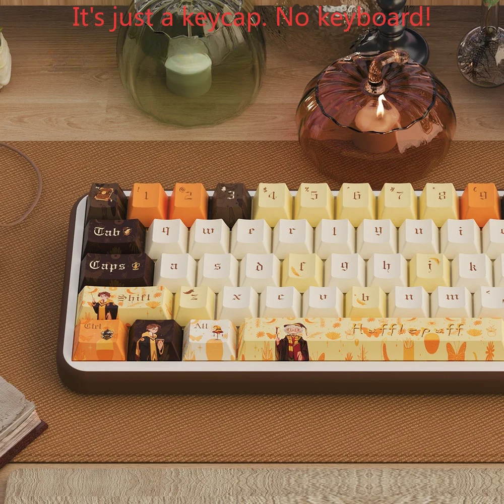 Juego de teclas Hufflepuff, 158 teclas, teclas personalizadas PBT Cherry, personalizadas para teclas de repuesto de teclado mecánico Mx Cherry - imagen 4