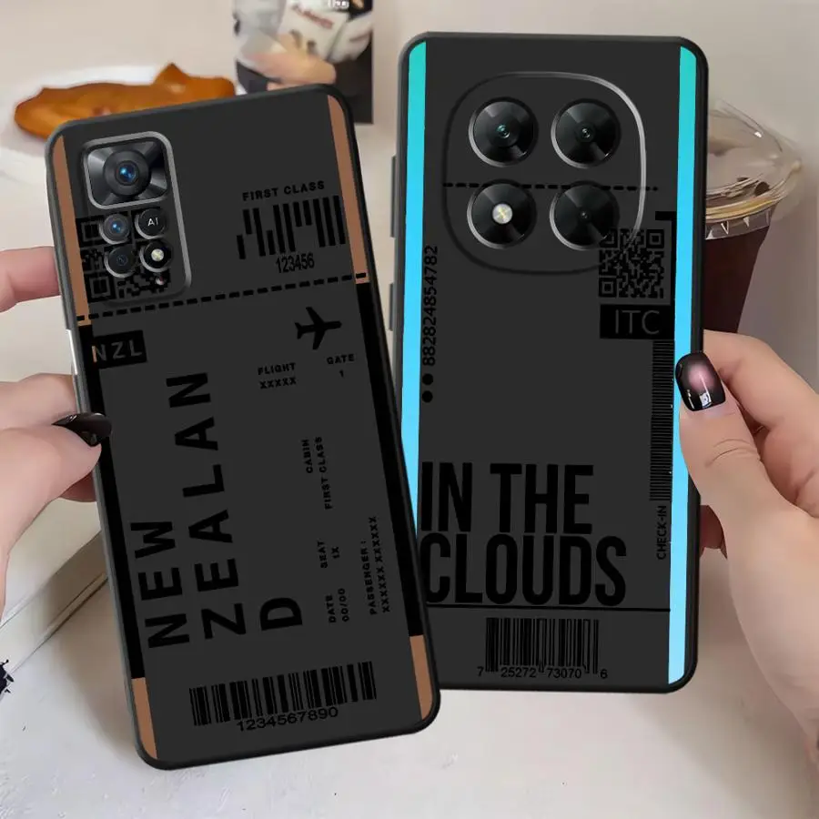 Funda de teléfono suave negra para Xiaomi Redmi Note 9 10 11 12 Pro 7 8 13 14 Pro Plus 11s 9S 12s 10S pase de embarque creativo - imagen 4
