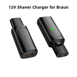Adaptador de cargador de afeitadora USB C de 12V, convertidor de carga para Braun Series 3 5 7 9 6 1 XT5, conector de alimentación de CC tipo C a CC