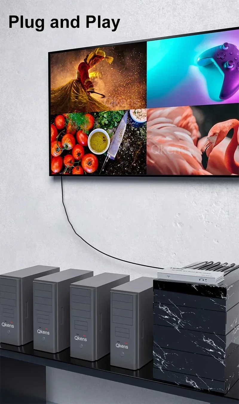 4K 60Hz 4x1 HDMI multivisor 4 en 1 salida HDMI Quad multivisor interruptor multipantalla 8 modos de visualización PIP 90 180 270 grados Flip - imagen 5