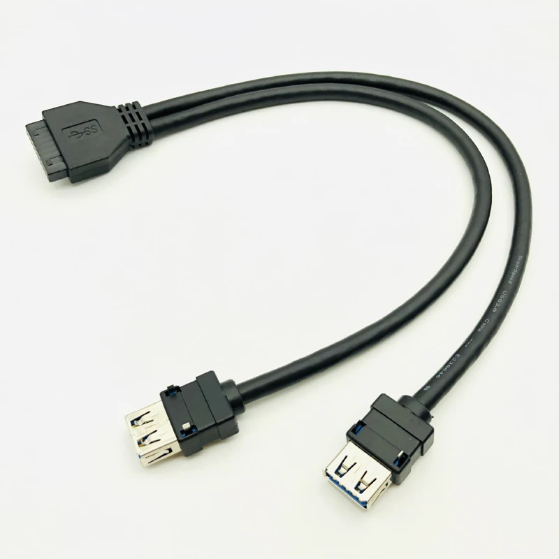 Cable USB 3,0 para Panel frontal de PC, conector USB 3,0, 20 pines, cabezal de doble puerto, adaptador USB 3, pie fijo para montaje en Panel DIY - imagen 3