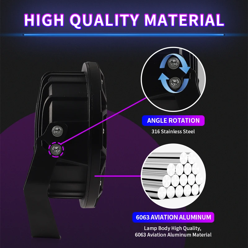 Foco de luz de búsqueda de puentes altos para coche, bombillas LED para conducción de largo alcance 4x4, vigas de inundación todoterreno, coche, camión, ATV, SUV, 10-30V - imagen 5