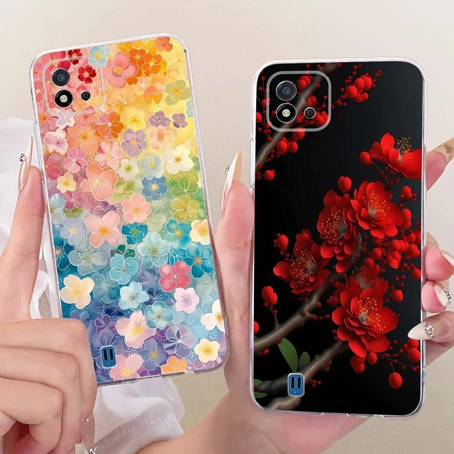 Para Realme C11 2021 funda RMX3231 flores coloridas cubierta pintada funda de teléfono de silicona suave para Realme C20 C 11 RealmeC11 2021 bolsas - imagen 2