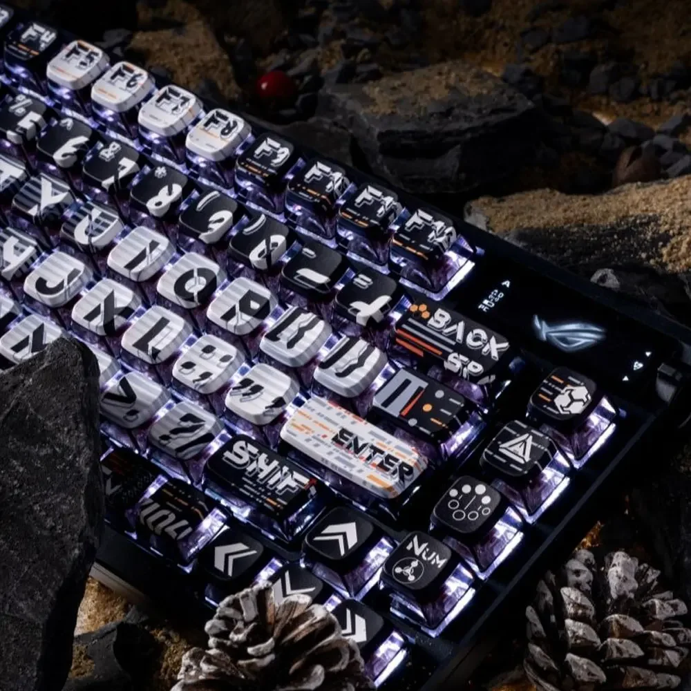 Teclas de teclado de 122 teclas, Teclado mecánico con tema de cifrado Morse, ASA Cherry, PBT altura, sublimación térmica para 61, 68, 75, 87, 130, 104, 108 - imagen 4