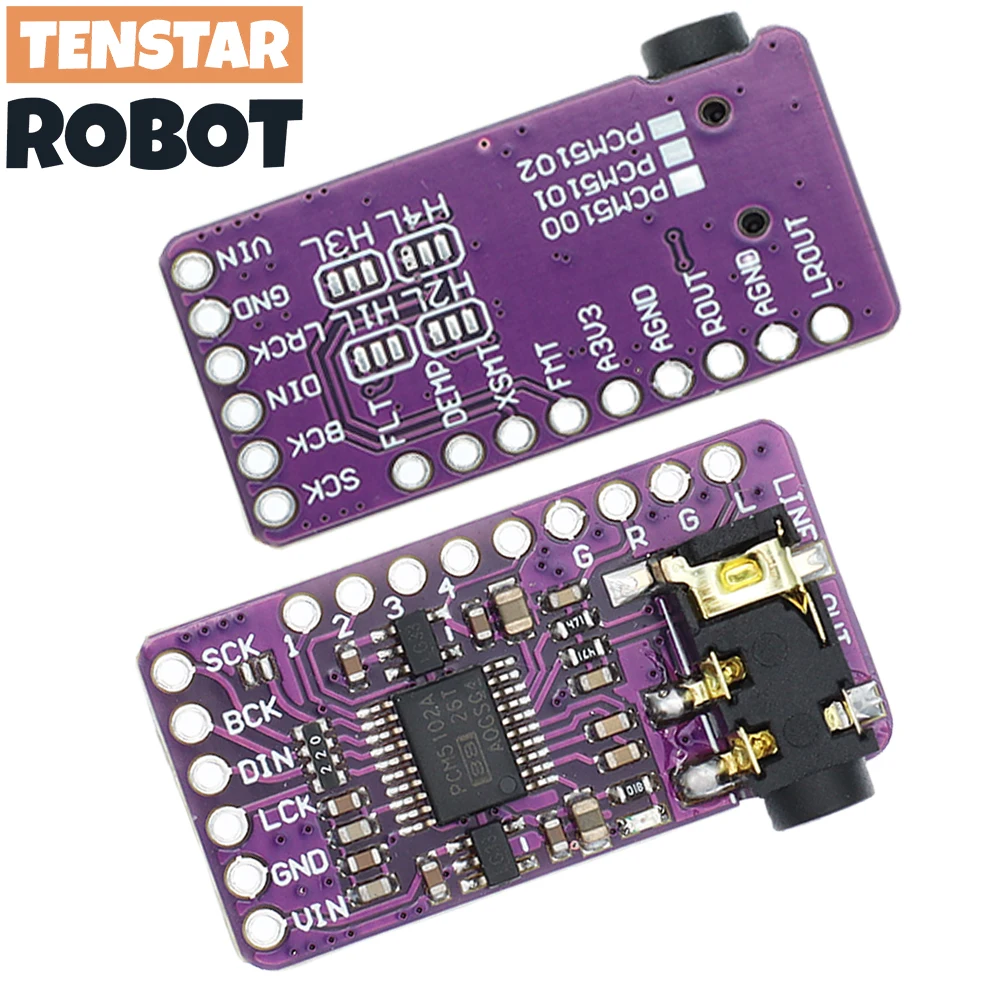 TENSTAR 3pcs PCM5102 Interface I2S DAC Decoder I2S Player Module For Raspberry Pi pHAT Format Board Digital PCM5102A Audio Board - imagen 3