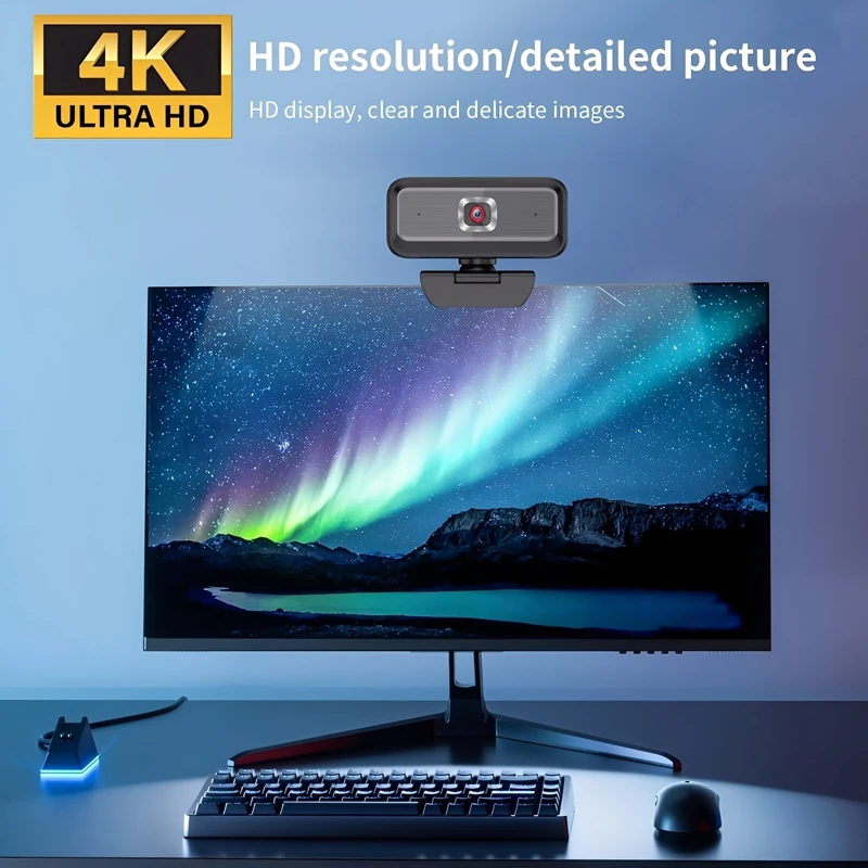 Cámara Web 2K Full HD 4K, enfoque automático con micrófono, cámara Web USB para PC, ordenador, Mac, portátil, escritorio, YouTube - imagen 2