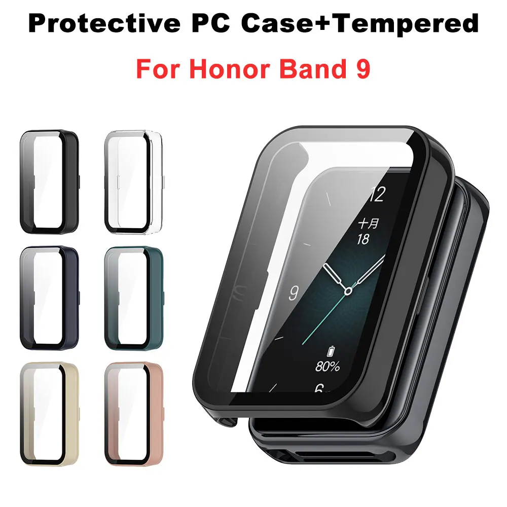 Vidrio templado + funda de PC para reloj inteligente Honor Band 9, Protector de pantalla integral, parachoques duro para Huawei Honor Band9