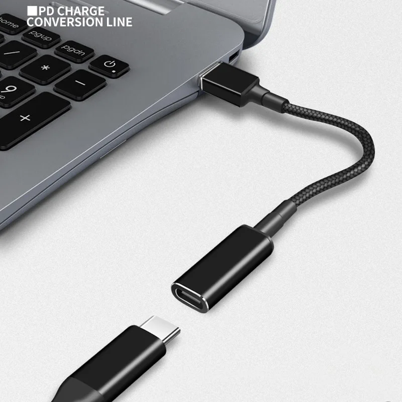 Convertidor USB tipo C hembra a enchufe cuadrado de 100W, Cable de carga rápida USB-C, conector adaptador de corriente CC para ordenador portátil para Lenovo Thinkpad - imagen 3