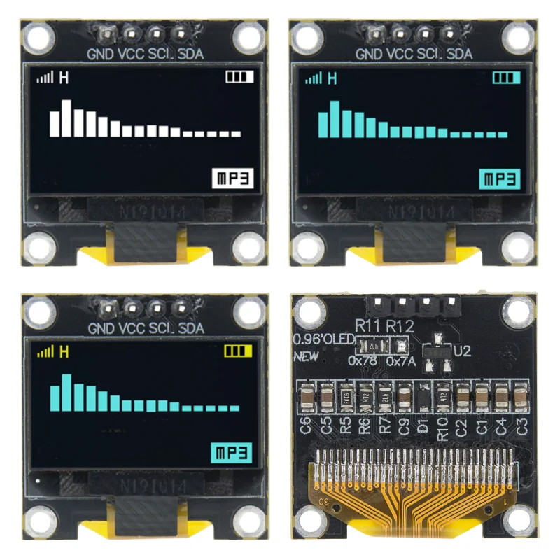 Módulo de pantalla OLED de 0,96 pulgadas SSD1315 blanco/azul/amarillo 128X64 4 pines IIC I2C Serial 12864 placa de pantalla LCD