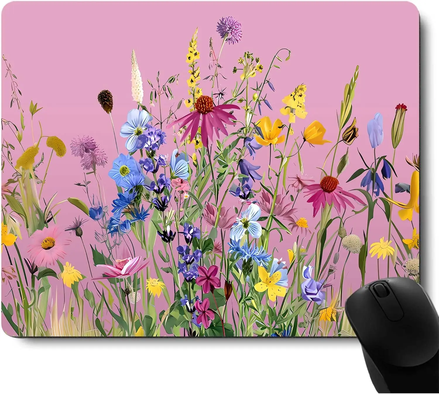 Alfombrilla de ratón cuadrada con flores y plantas, alfombrillas para mesa de juegos para oficinas de ordenador, alfombrillas de ratón antideslizantes de goma, alfombrillas de escritorio decorativas de tamaño pequeño - imagen 4