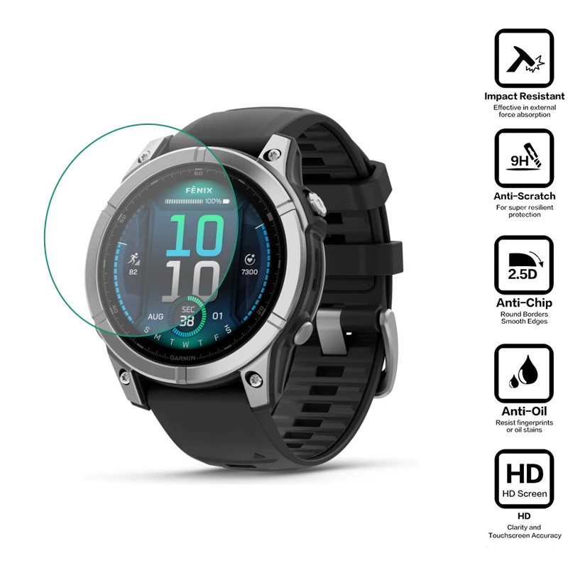 Película protectora de vidrio duro para Garmin Fenix 8/E, accesorios de cubierta protectora de pantalla de reloj inteligente, Amoled/Solar, 43mm, 47mm, 51mm