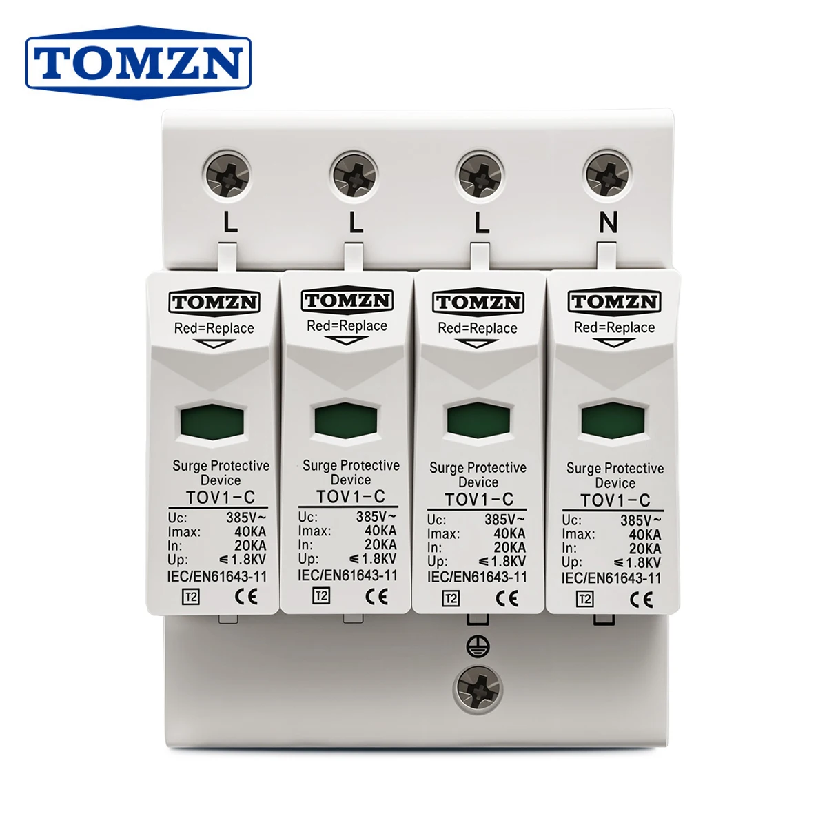 TOMZN AC SPD 4P 20KA ~ 40KA 275V Protector contra sobretensiones doméstico protección dispositivo descargador de bajo voltaje