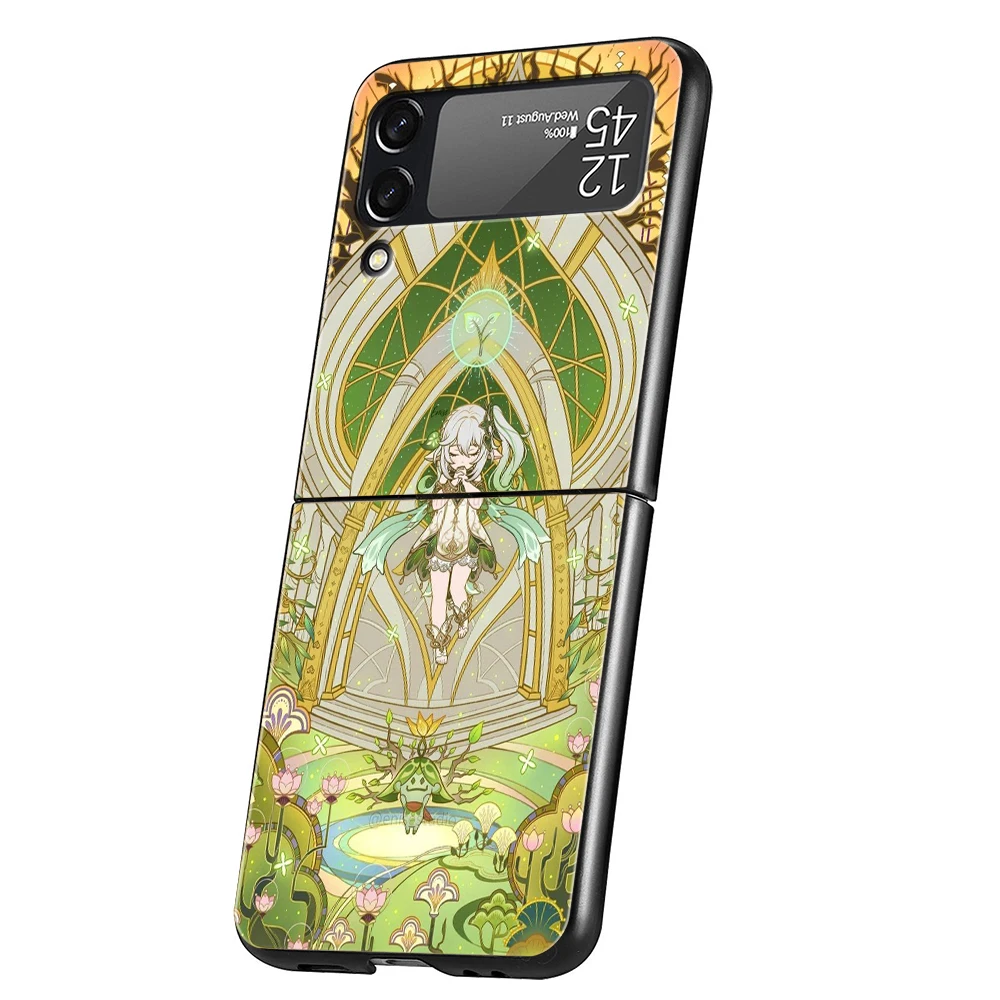 Genshin-funda de teléfono Nahida de impacto para Samsung Galaxy Z Flip 3, 4, 5, 6, 7, PC plegable negro duro para Samsung Z Flip3 Flip4 Flip5 - imagen 5
