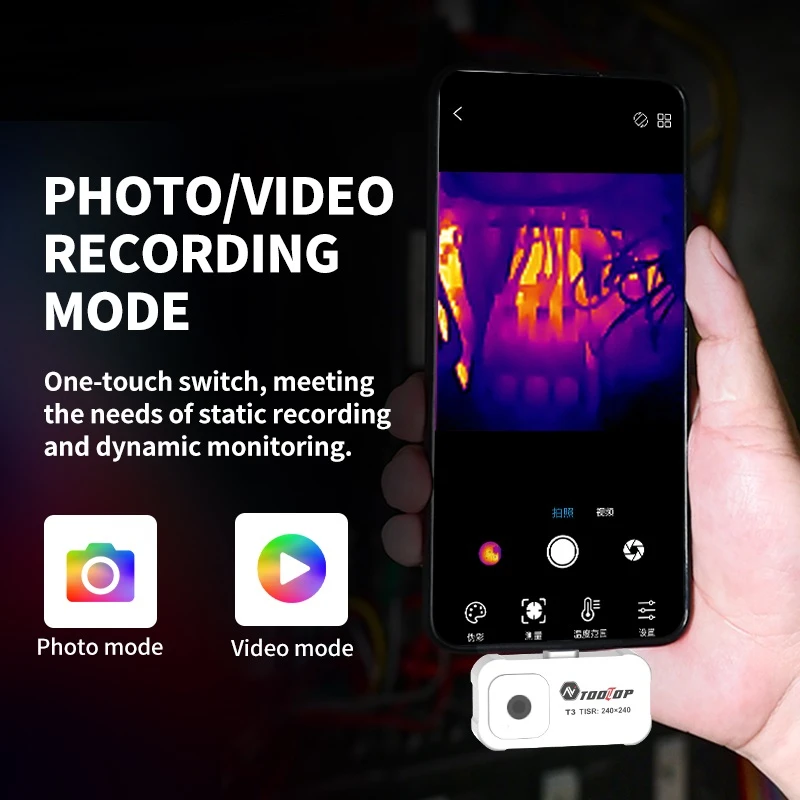 TOOLTOP T3 -20~550 ℃   Cámara de imagen térmica 25Hz alta velocidad de fotograma teléfono móvil cámara térmica tipo C cámara infrarroja TISR 240*240 - imagen 3