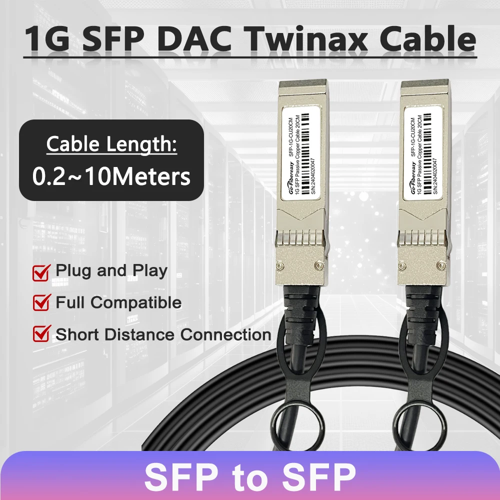 Cable SFP 1Gb DAC 0,2 m ~ 10m SFP a SFP Cables de cobre pasivos de conexión directa totalmente compatibles Cisco, MikroTik, interruptor de fibra TP-Link