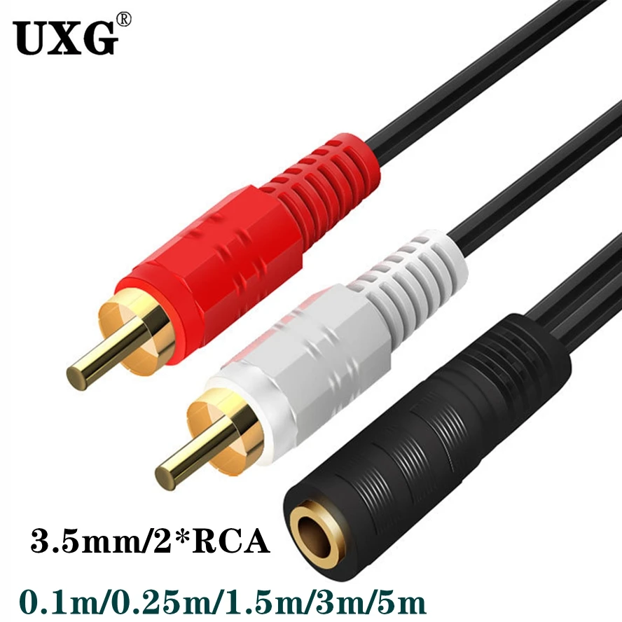 Cable RCA Jack 3,5 a RCA, conector de Audio de 3,5mm a 2RCA macho, Cable auxiliar divisor para TV, PC, amplificador, DVD, altavoz, 0,1 m, 3m, 5m - imagen 2