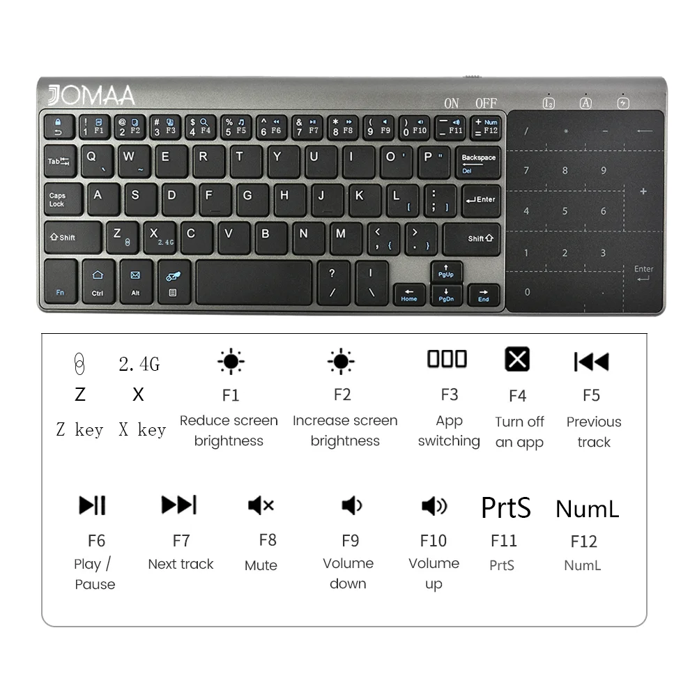 Mini teclado inalámbrico 2,4G + Bluetooth con panel táctil numérico para Notebook PC Smart TV portátil 59 teclas Mini teclado inalámbrico - imagen 2