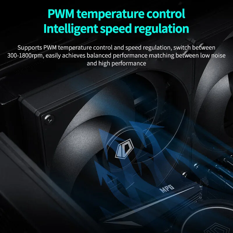 ID Cooling AS 140 Alto volumen de aire 14 cm 5 hojas Diseño silencioso Ventilador con cubierta de PC Interfaz serie PWM para CPU Radiador de refrigeración por agua - imagen 4