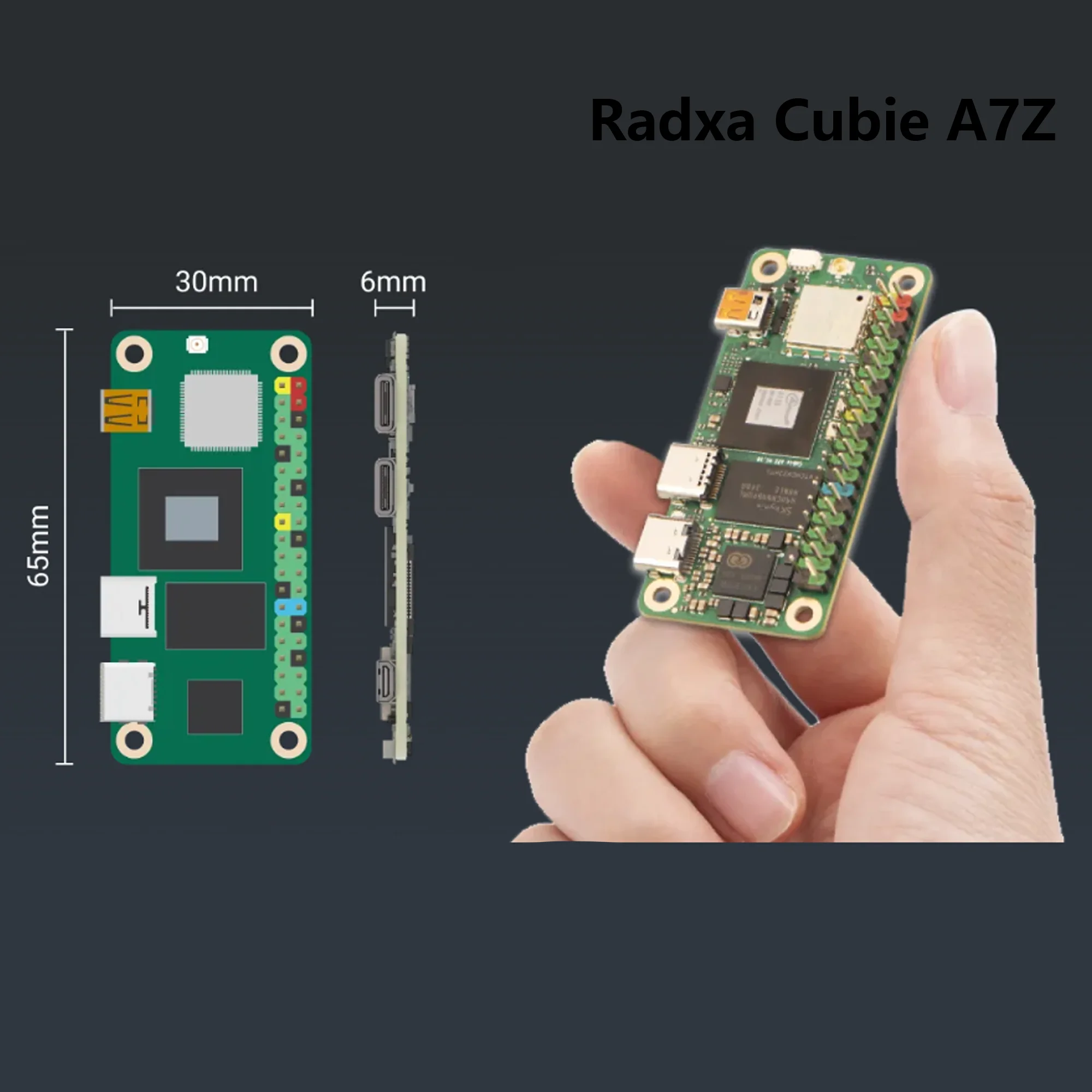 Placa de desarrollo Radxa Cubie A7Z, SoC Allwinner A733 con CPU octa-core 3TOPS NPU WiFi 6 / BT 5,4 RISC-V Coprocessor SBC - imagen 4